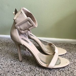 Guess Nude Leather Ankle-Strap Heels